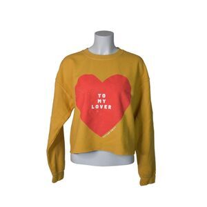 Taylor Swift To My Lover Cropped Crewneck Sweatshirt Mustard Yellow Heart Medium